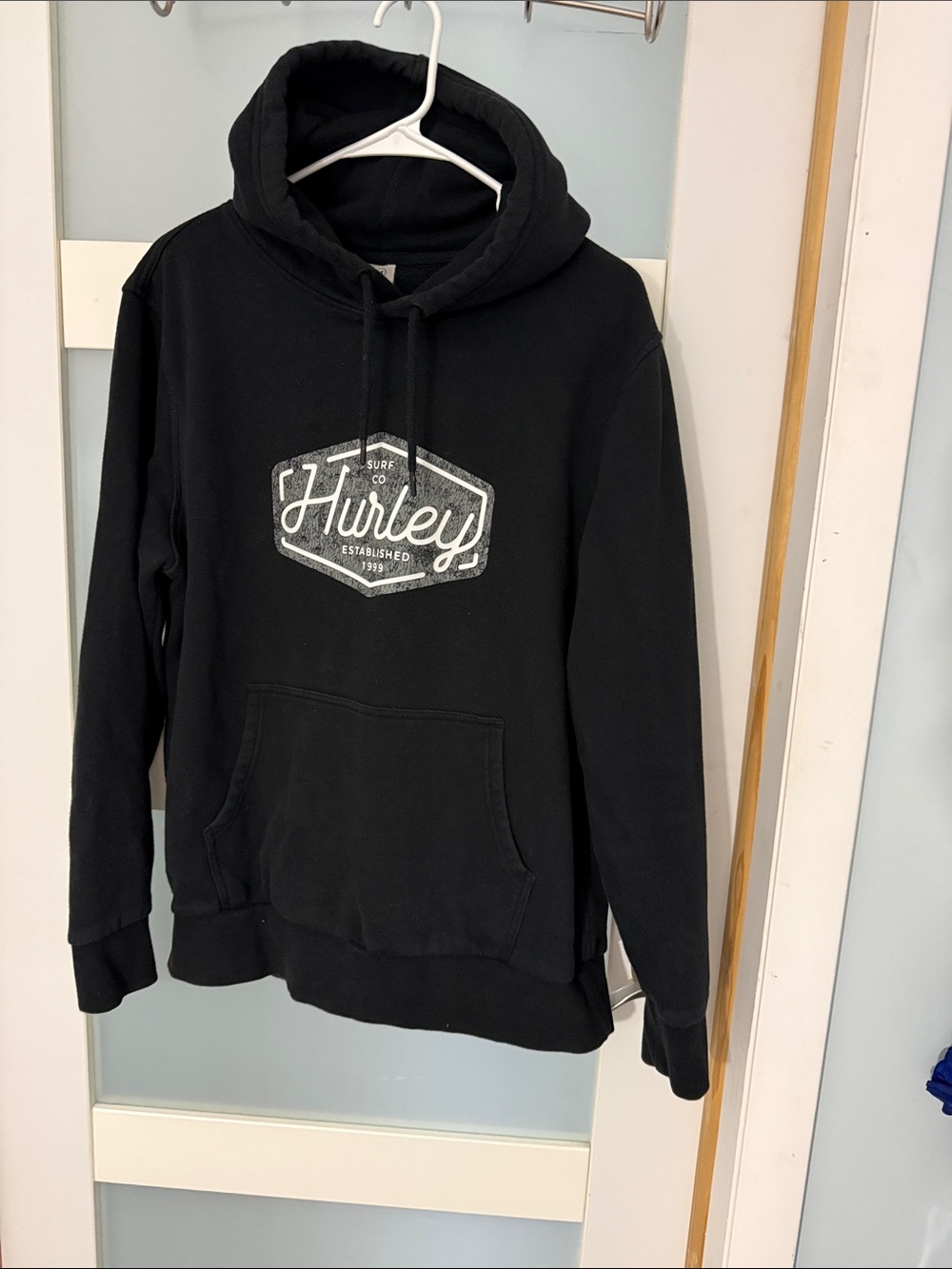 Hurley Black Hoodie with White Logo Patch